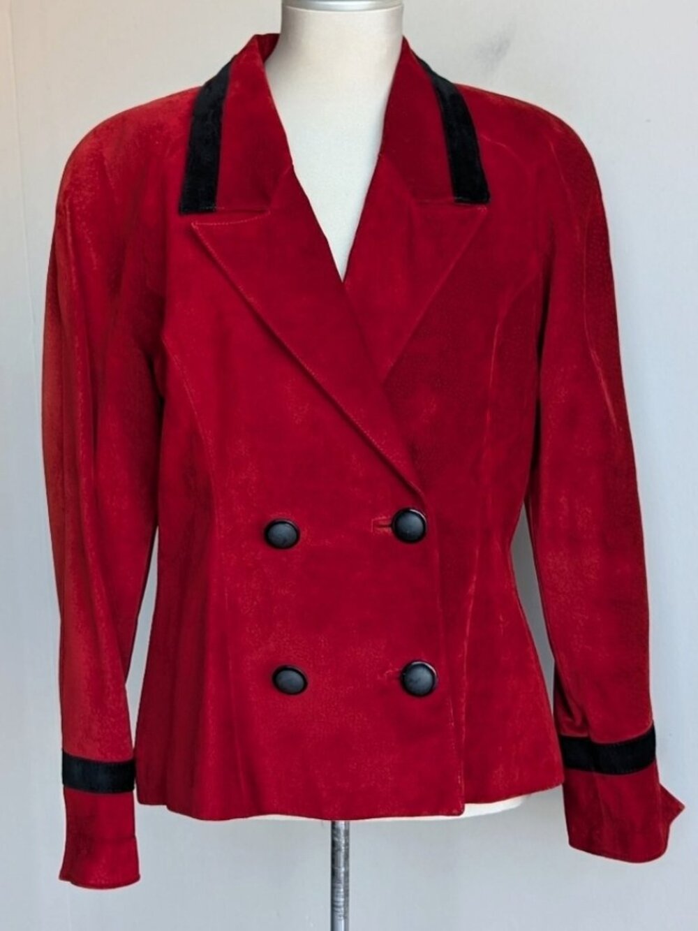Vintage Danier Suede Red Double-Breasted Leather Jacket